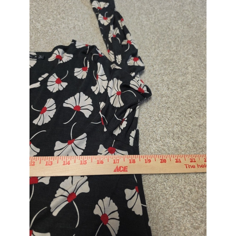 GUDRUN SJODEN Black Floral Relaxed Long Sleeve Blouson Midi Dress Size M - Picture 5 of 8